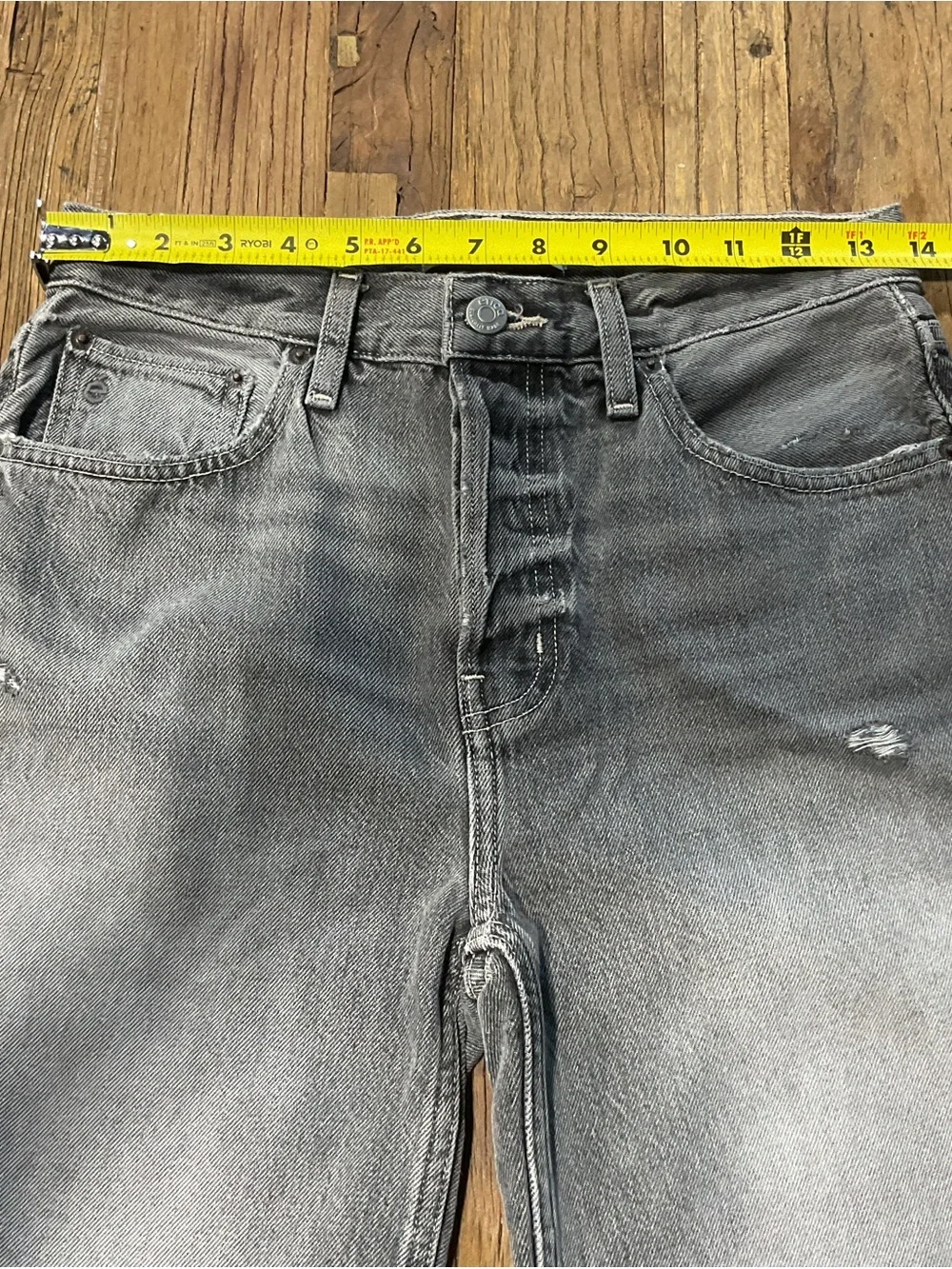 Etica Grey Brandy Long Short High-Rise Denim Bermuda Shorts Size 25 EUC